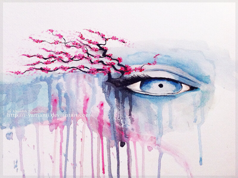 Blue Eye with Cherry Blossoms