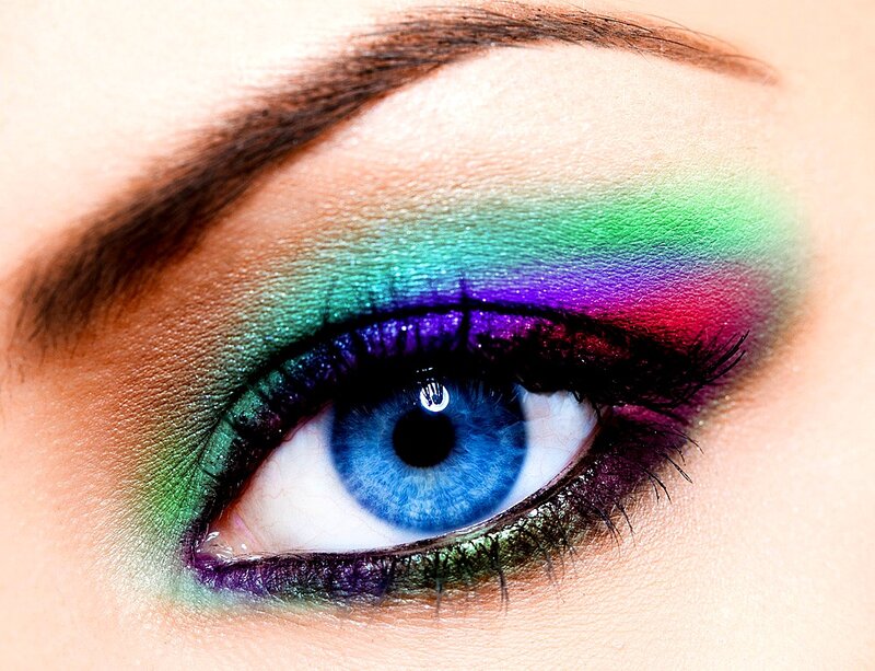 Blue Eye with Colorful Makeup — Dramatic, Photograph