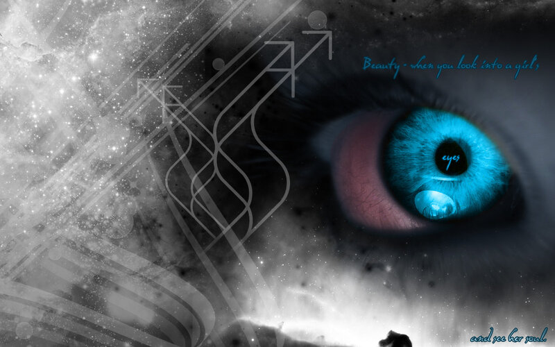 blue eye with cosmic background