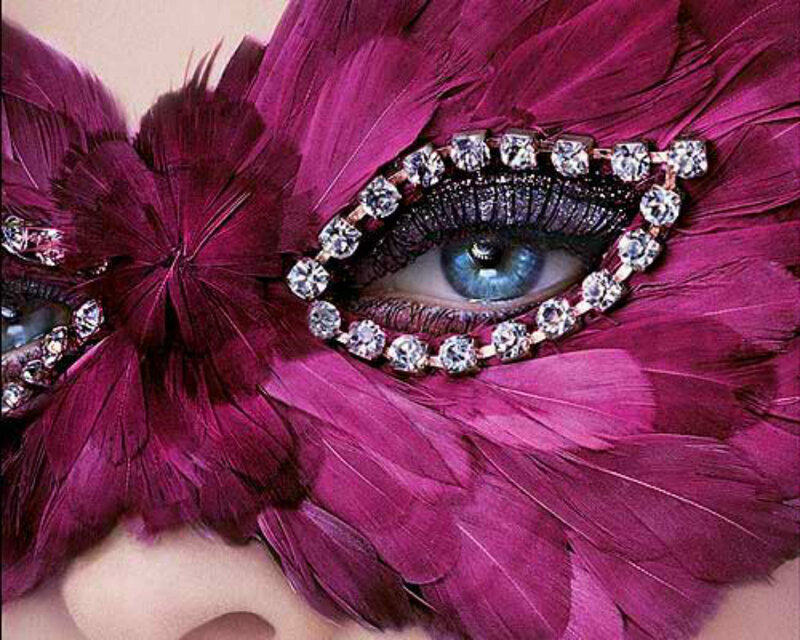 Blue Eye with Feather Mask