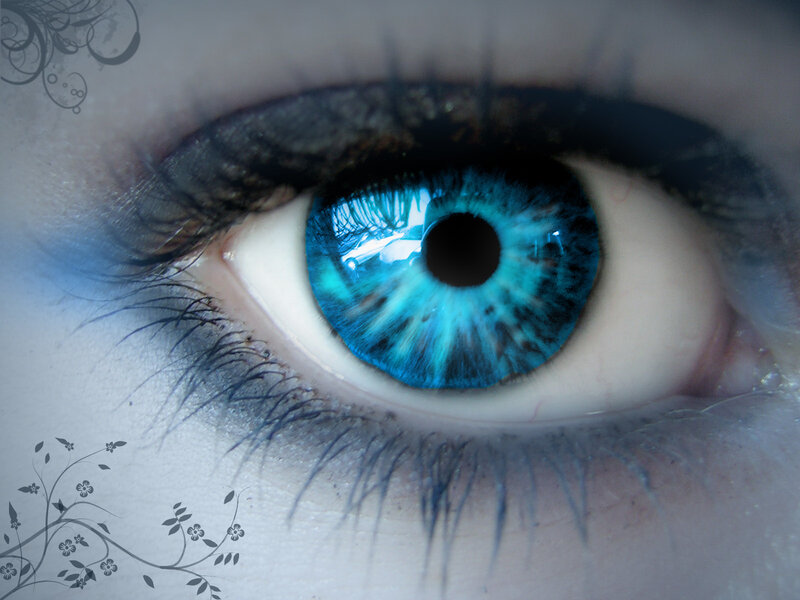 blue eye with floral design