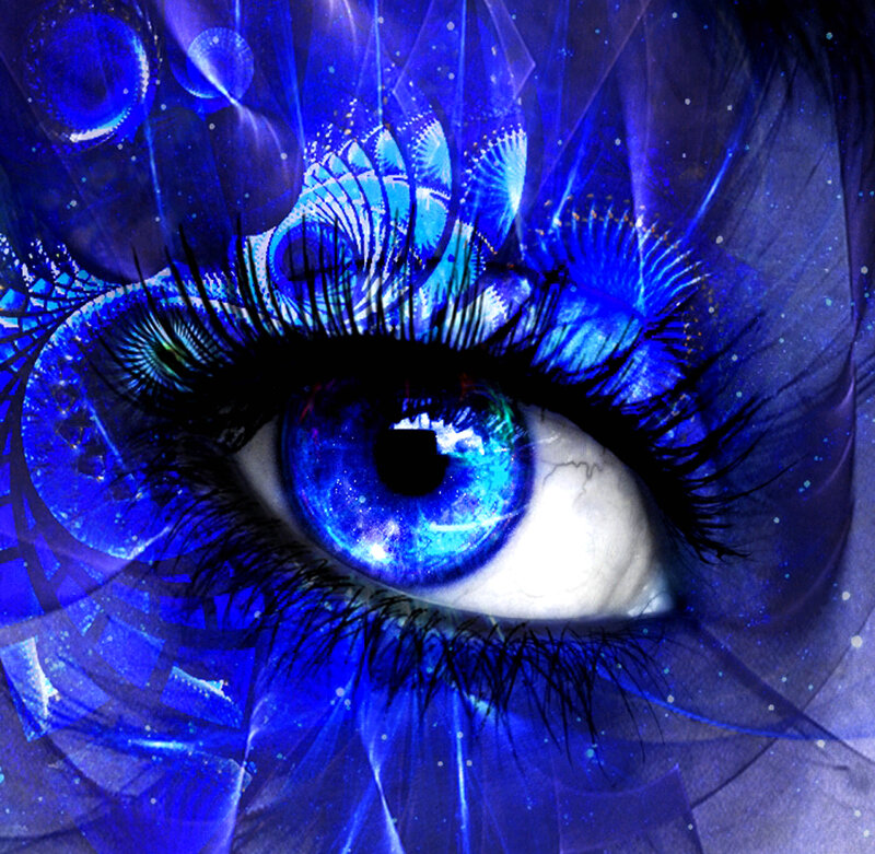 Blue Eye with Fractal Patterns