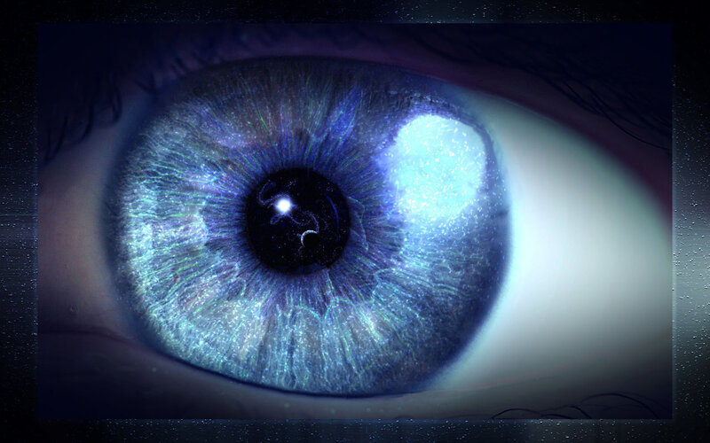 Blue Eye with Galaxy Pattern — Dramatic