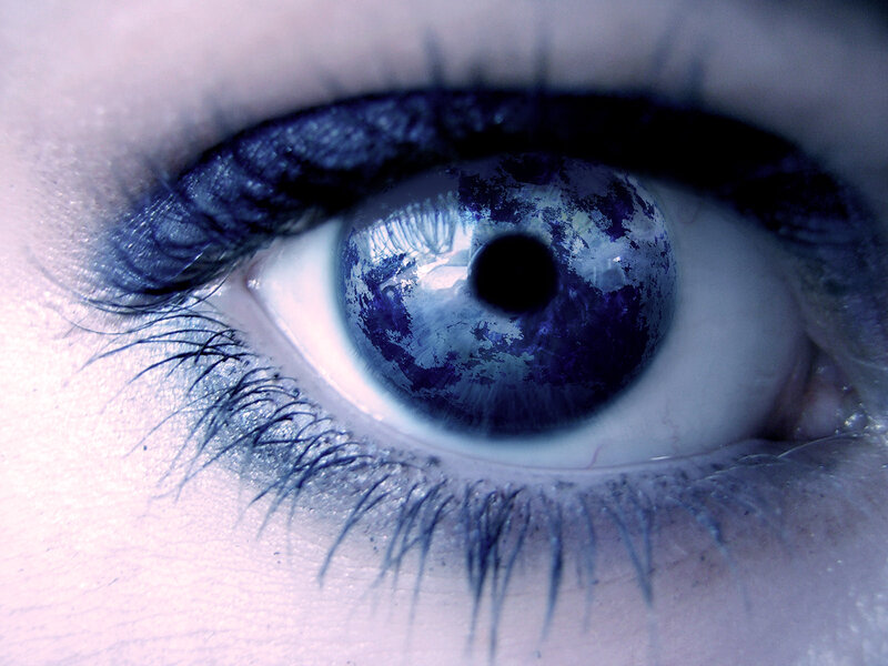 Blue Eye with Galaxy Pattern