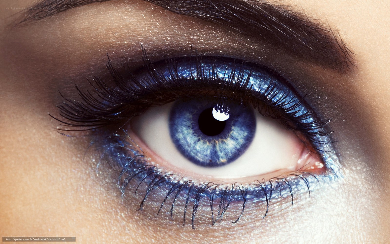 blue eye with glitter makeup