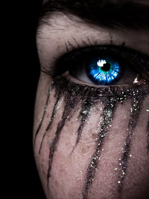 blue eye with glitter tears