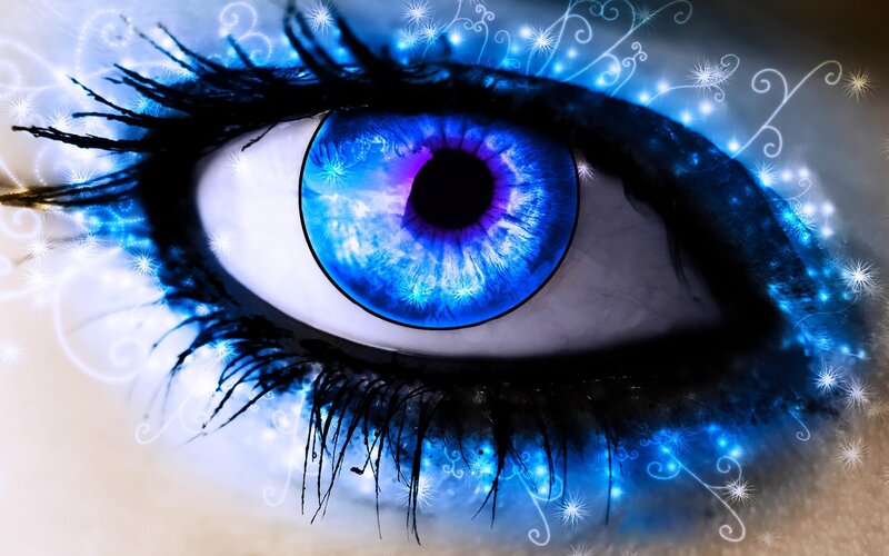 blue eye with glowing effects