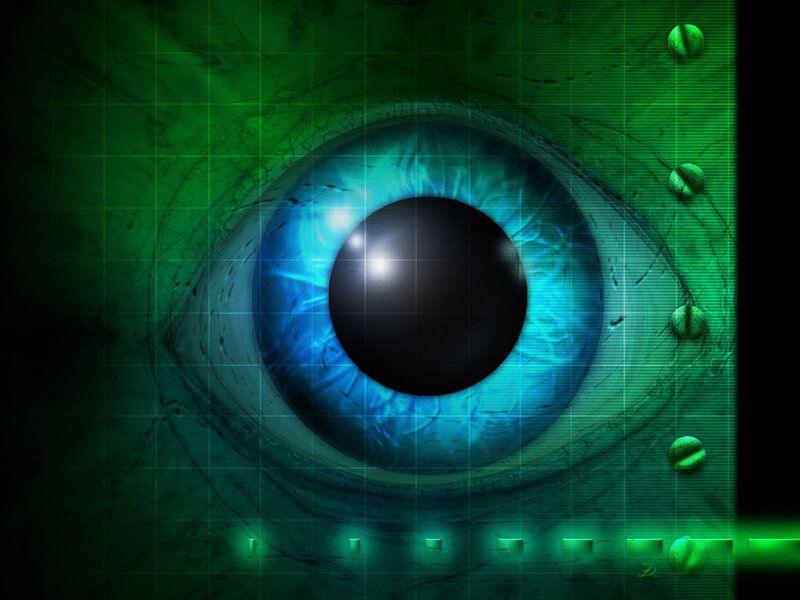 Blue Eye with Green Grid