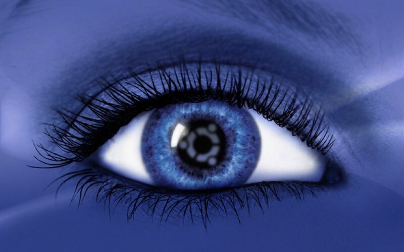 blue eye with logo
