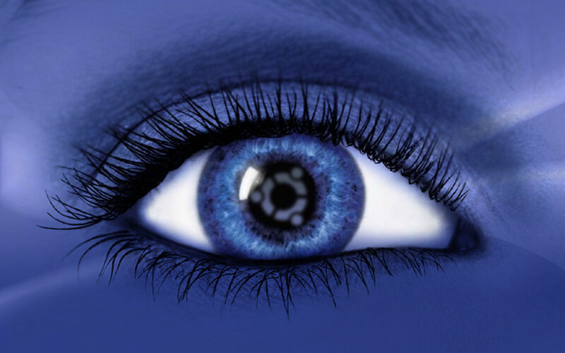 blue eye with logo