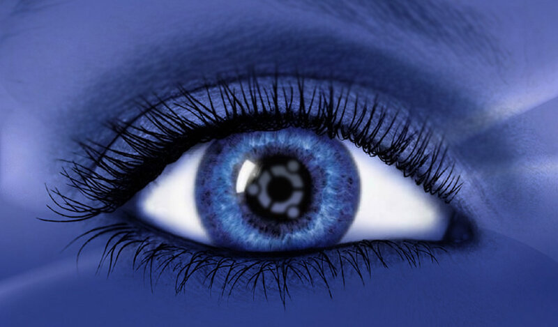 blue eye with logo