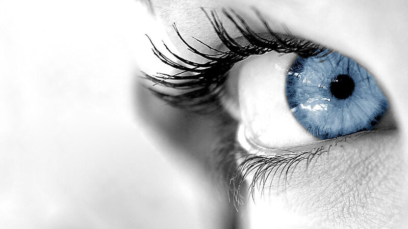 Blue Eye with Long Lashes — White