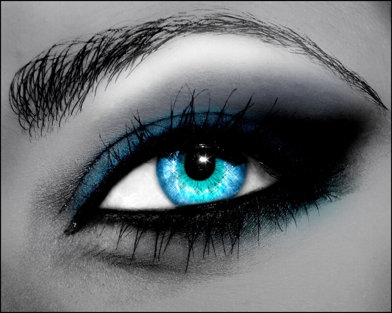 Blue Eye with Makeup — Dramatic, Digital Art, Eyebrow, Eyelash, Black