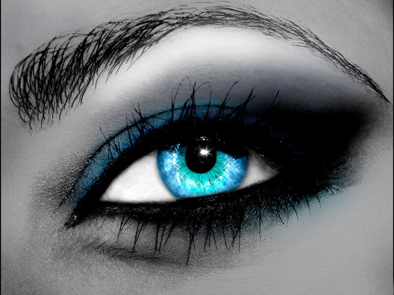 Blue Eye with Makeup — Dramatic, Digital Art, Eyebrow