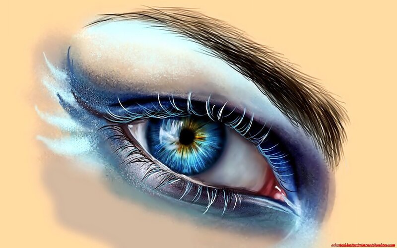 Blue Eye with Makeup — Dramatic, Digital Art, Eyelashes, Eyebrow