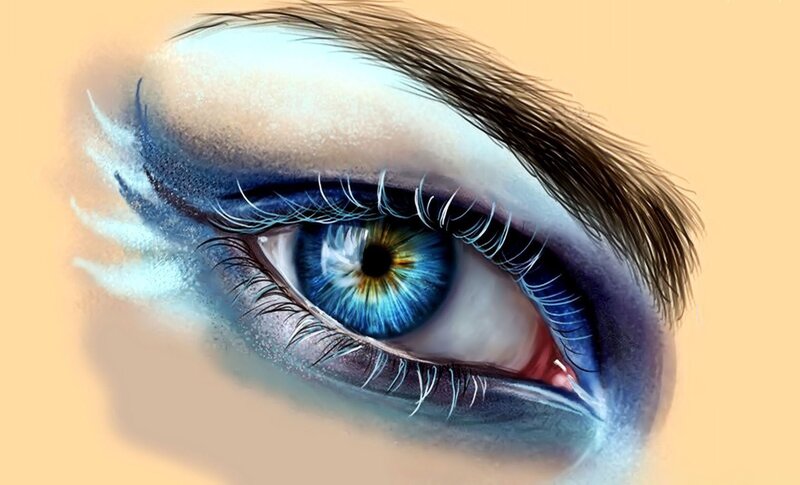 Blue Eye with Makeup — Dramatic, Digital Art