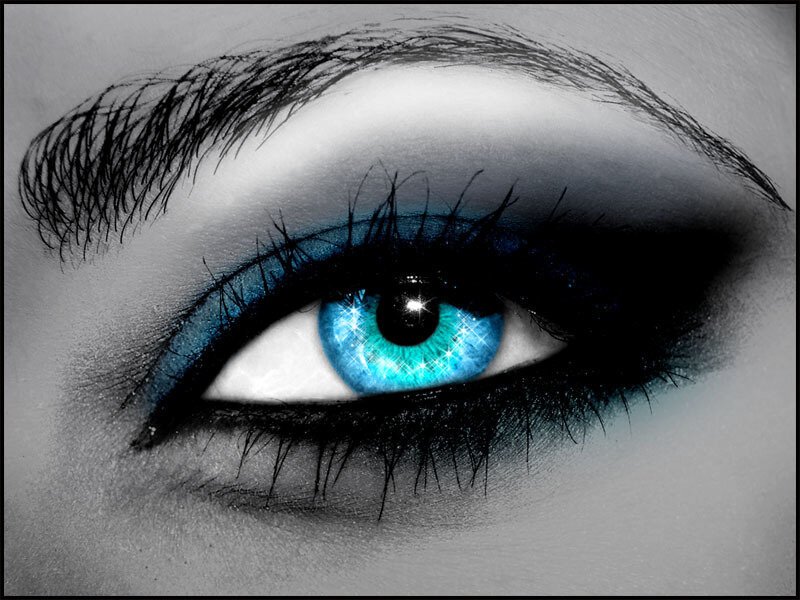 Blue Eye with Makeup — Dramatic, Photograph, Eyebrow, Eyelash, Black