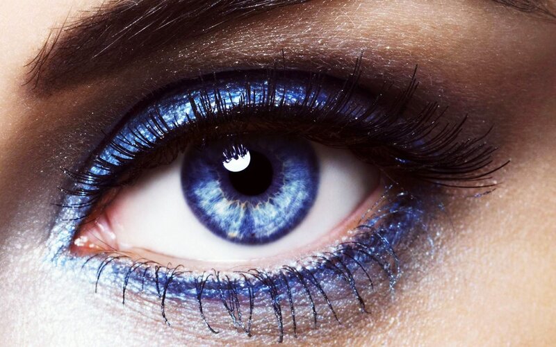 Blue Eye with Makeup — Dramatic, Photograph, Eyelashes, Eyebrow