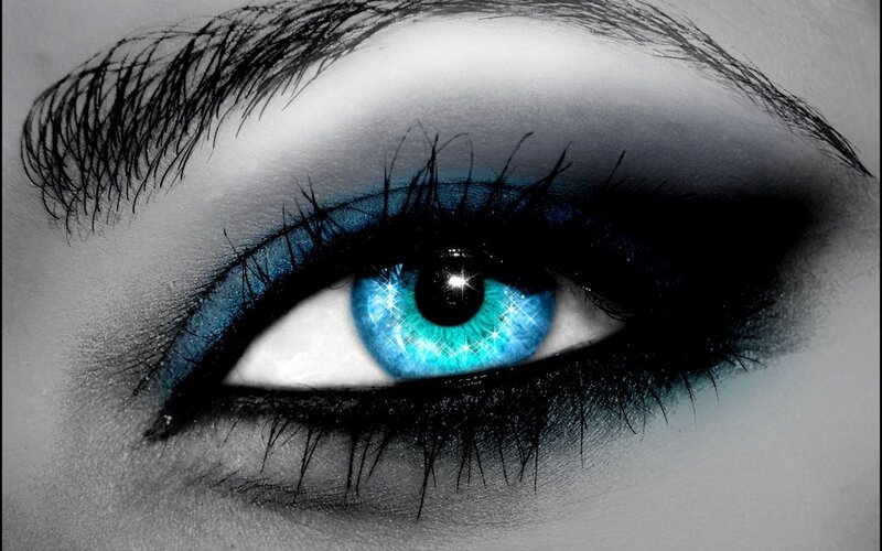 Blue Eye with Makeup — Dramatic, Photograph, Eyelashes, Eyeshadow
