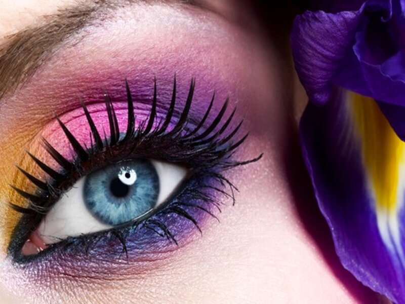 Blue Eye with Makeup — Purple, Dramatic