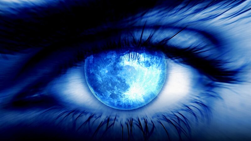 blue eye with moon