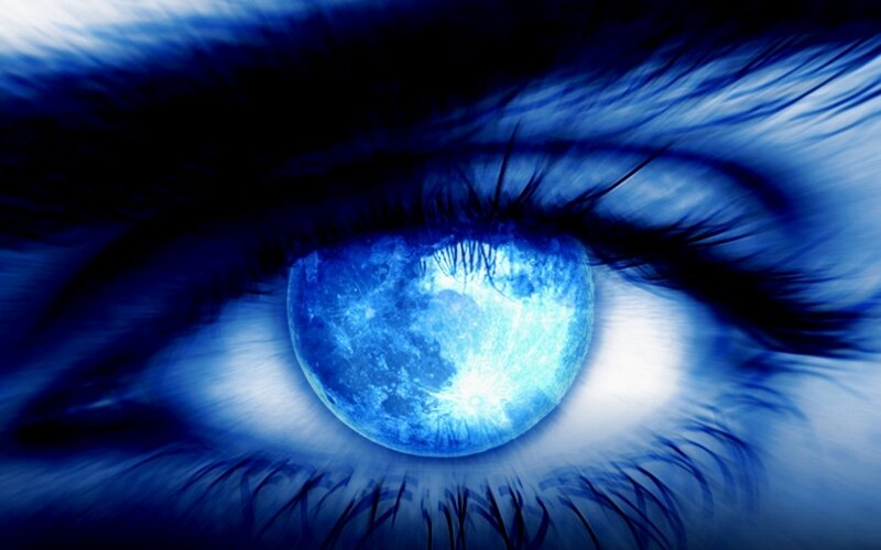 blue eye with moon