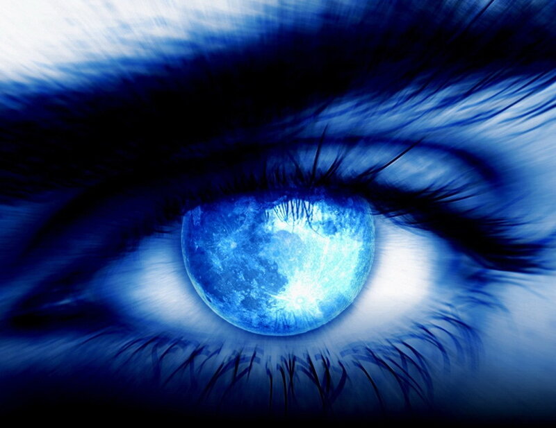 Blue Eye with Moon — Dramatic