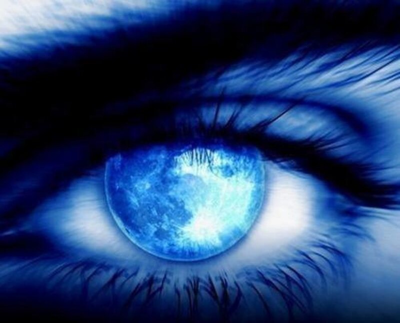 Blue Eye with Moon — Night