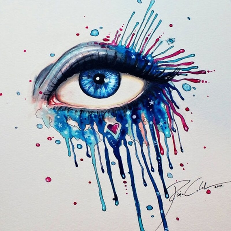 Blue Eye with Paint Splatters