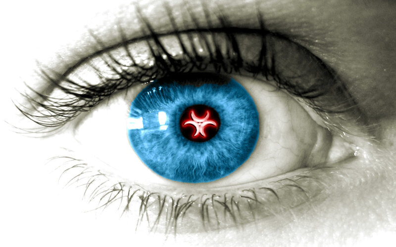 Blue Eye with Red Symbol