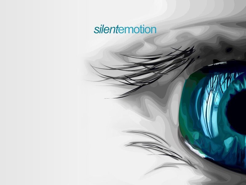 blue eye with silent emotion text