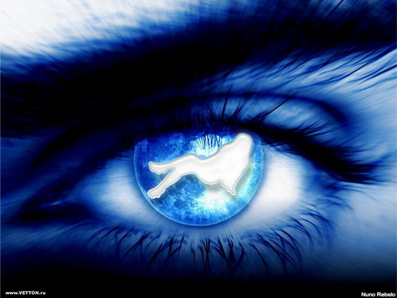 Blue eye with silhouette