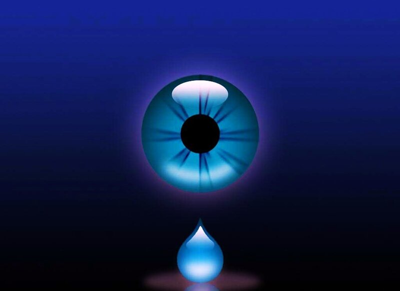 blue eye with tear drop