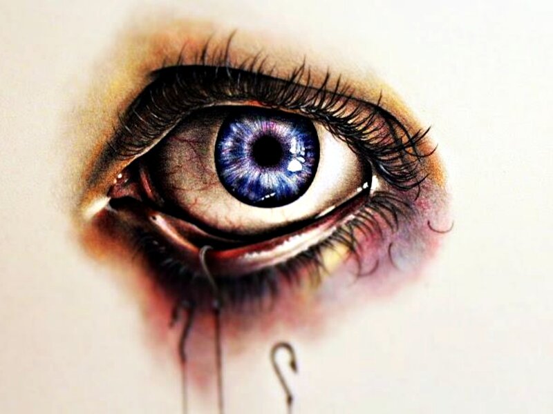 Blue Eye with Tears — Dramatic