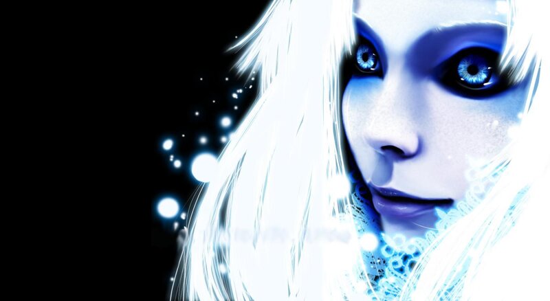 blue-eyed fantasy woman