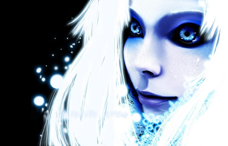 blue-eyed fantasy woman