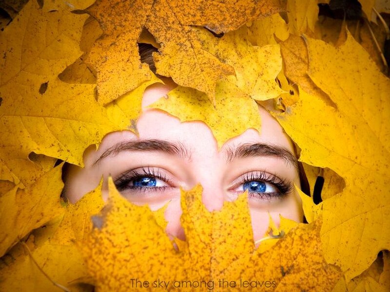 Blue-eyed Person in Leaves