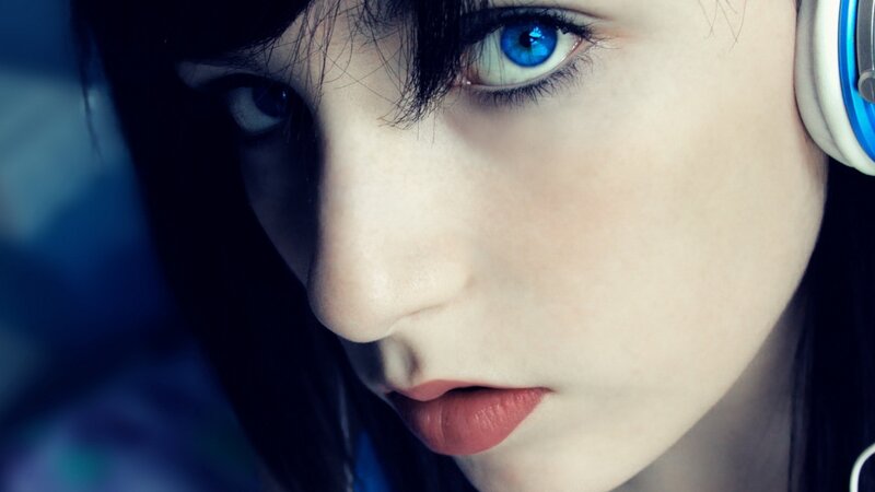 blue-eyed person with headphones