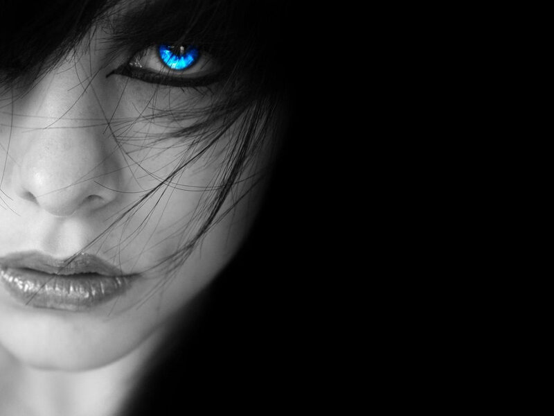blue-eyed woman portrait