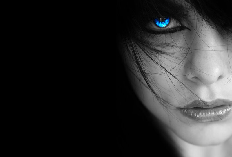 blue-eyed woman portrait