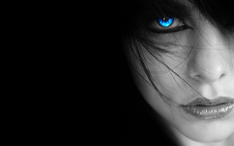 blue-eyed woman portrait
