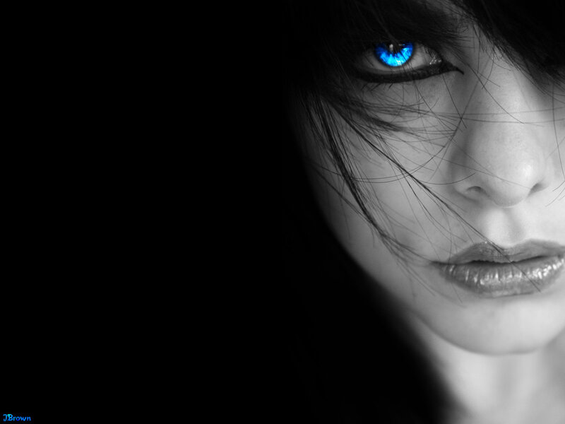 blue-eyed woman portrait