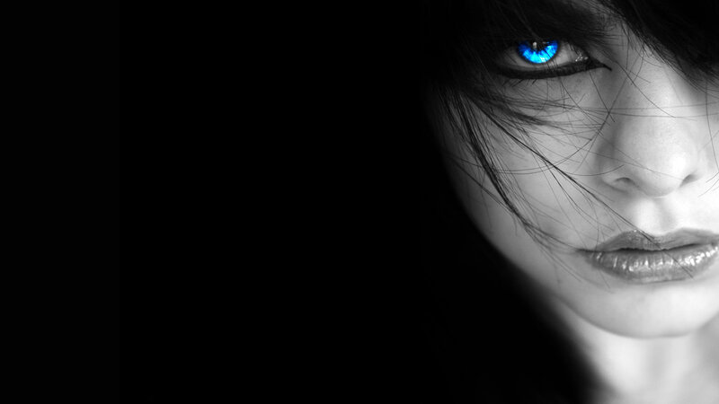 blue-eyed woman portrait