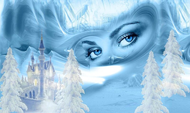Blue-eyed Woman's Face — Blue