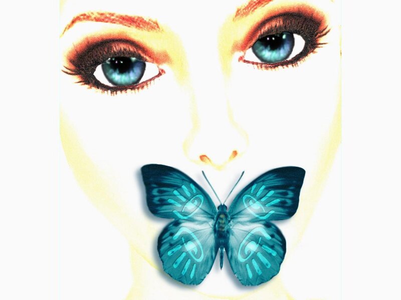 Blue-eyed Woman with Butterfly