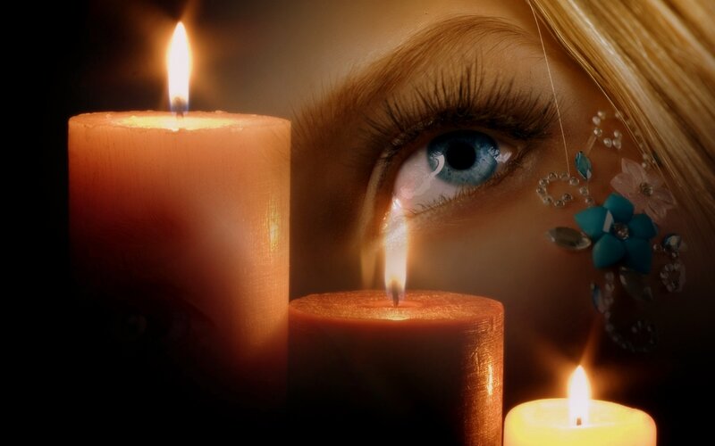 Blue-eyed Woman with Candles