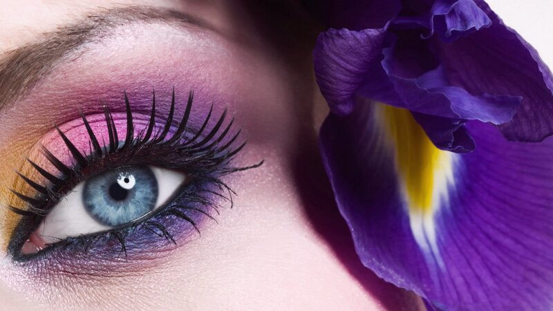 Blue-eyed Woman with Makeup — Purple, Dramatic, Photograph, Iris Flower