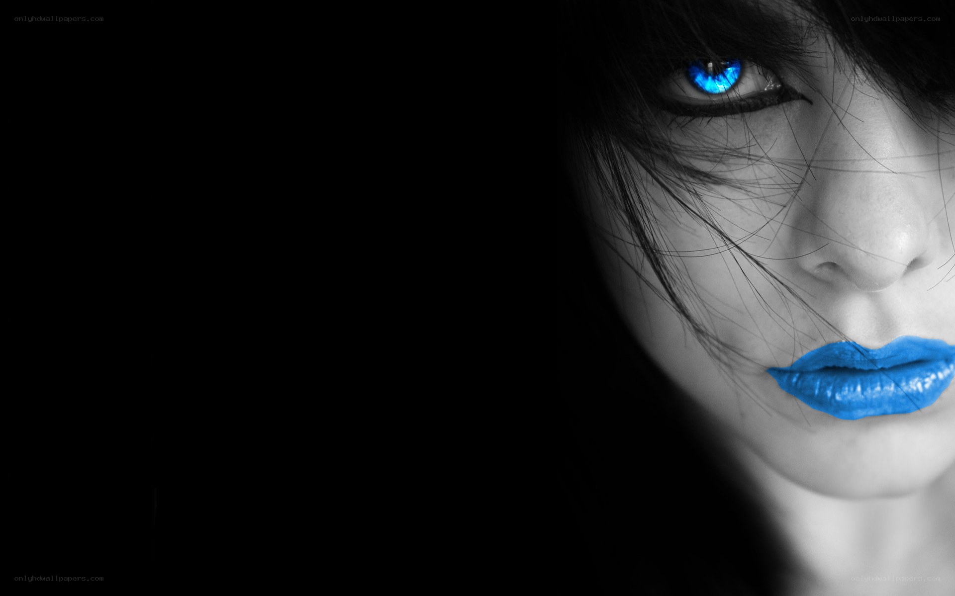 blue eyes and lips portrait