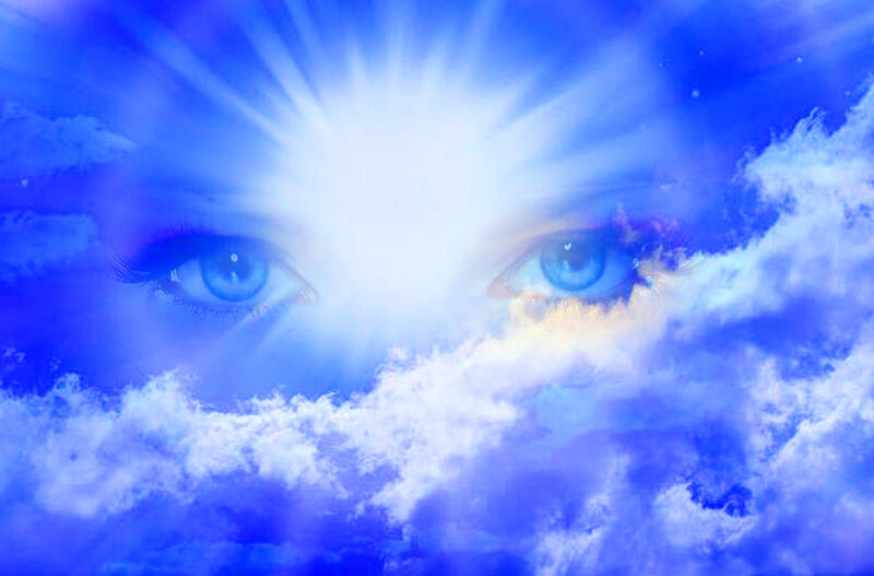 Blue Eyes in Clouds — Dramatic, Digital Art