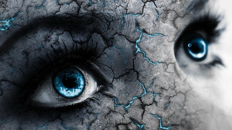 Blue Eyes on Cracked Surface